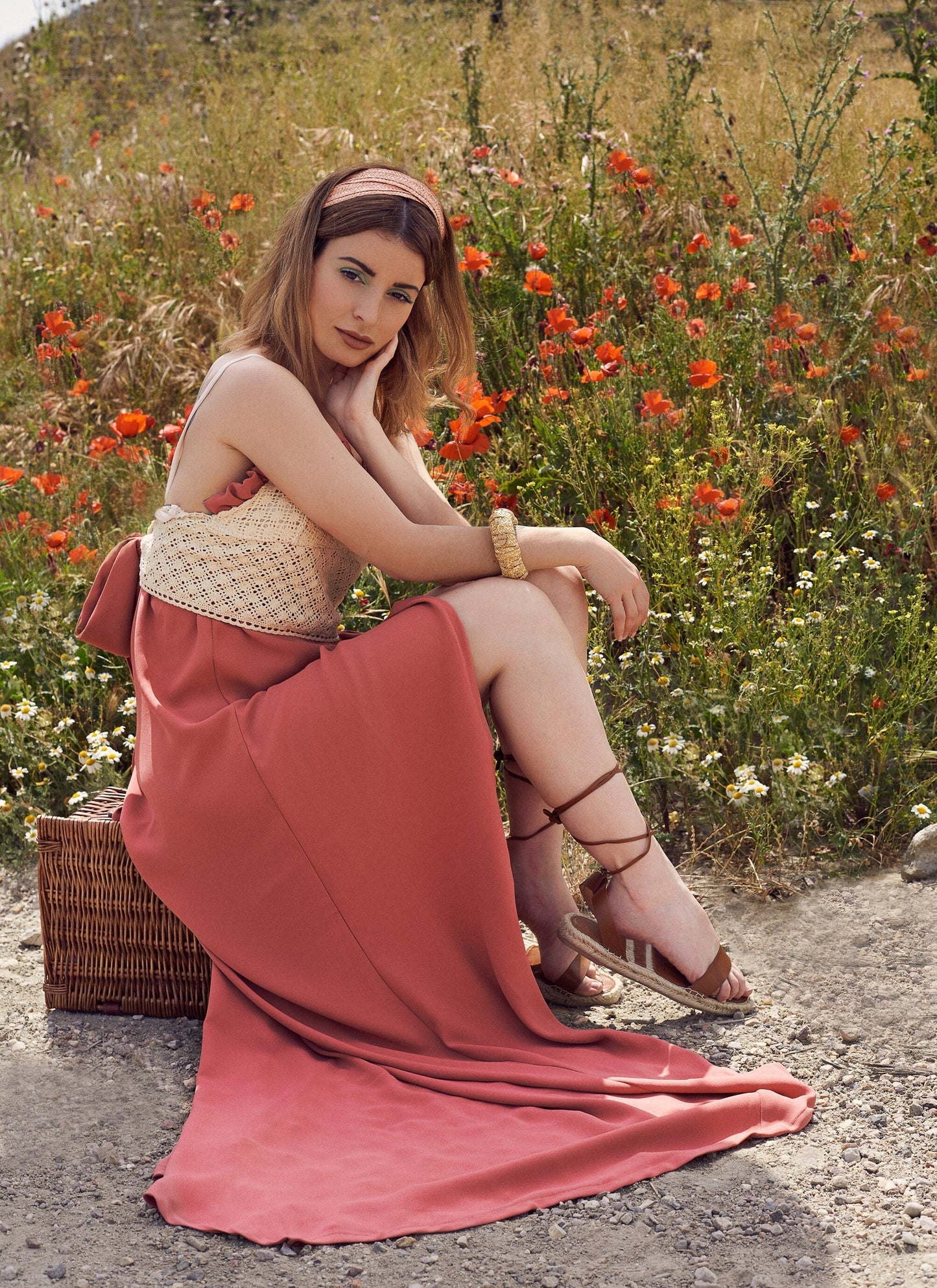 Diadema doble burdeos