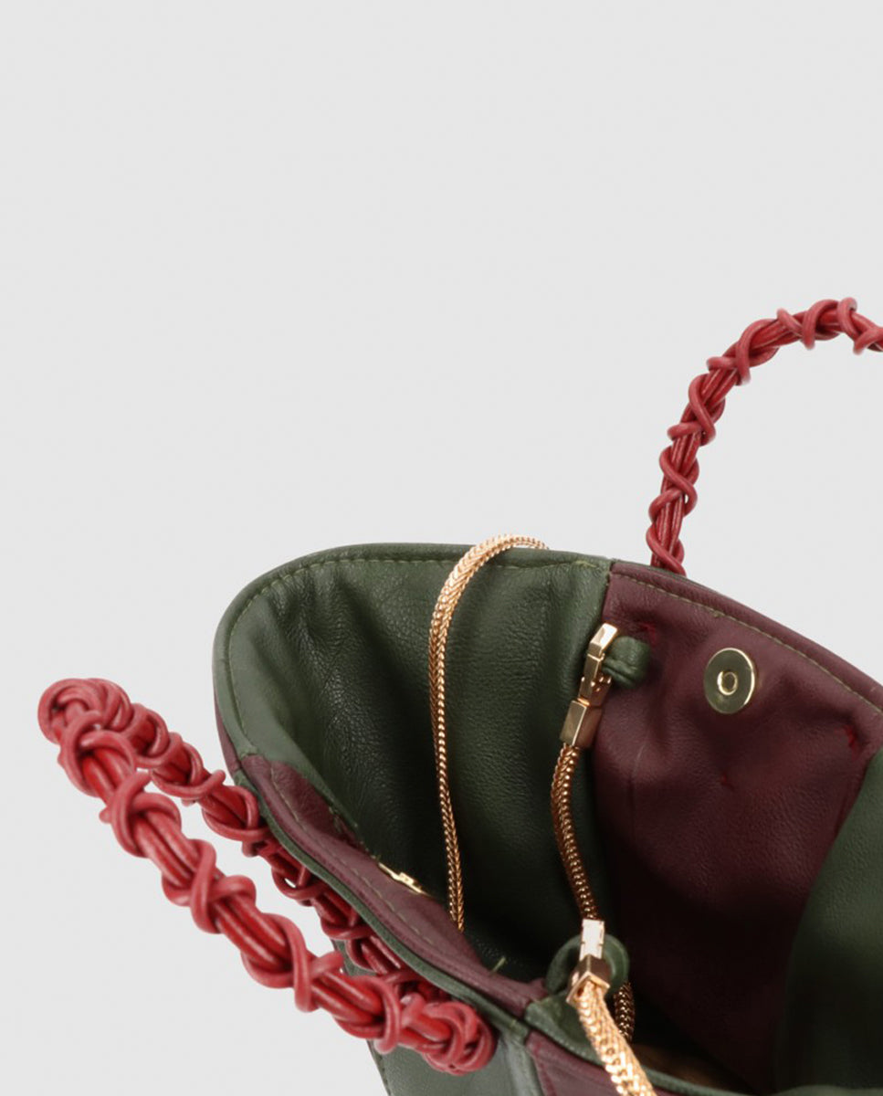 Bolso-Poppy-bicolor-burdeos-+-verde-3-Bolsos Zahati