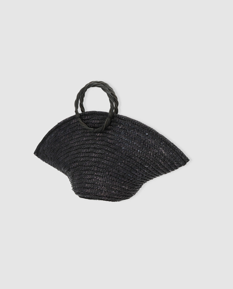 Hatbag Mini de paja de trigo Negro