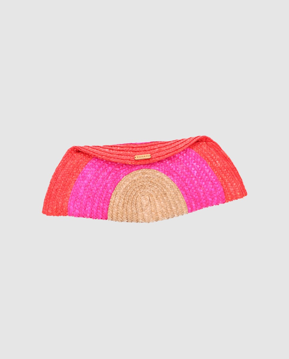 Bolso de mano Baguette Zahati Sun Stripes mediana tricolor rojo