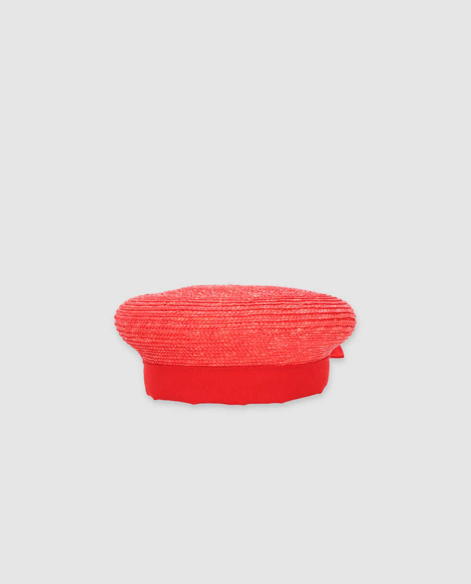 Boina de rafia roja
