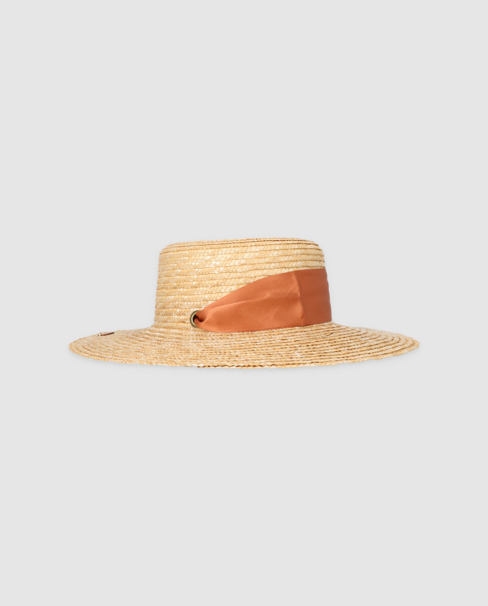 Cinta sombrero seda bronce
