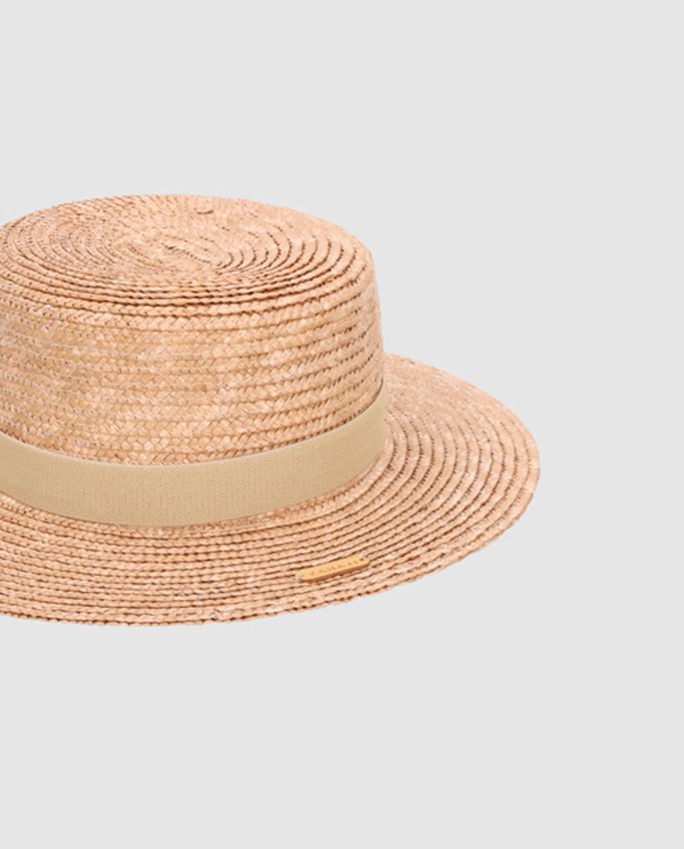 Sombrero de paja Canotier copa baja ala S topo