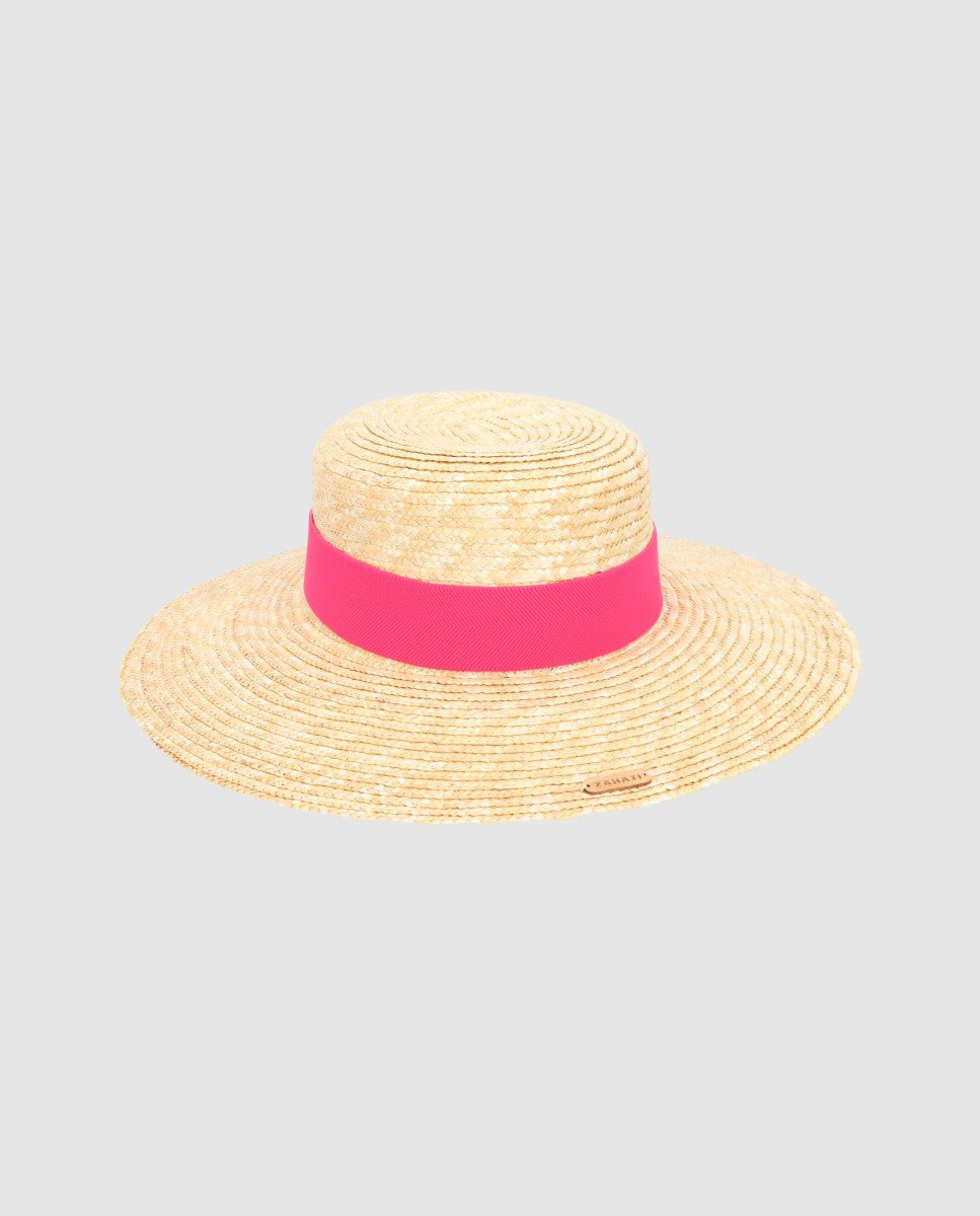 Cinta sombrero exterior fucsia ancha