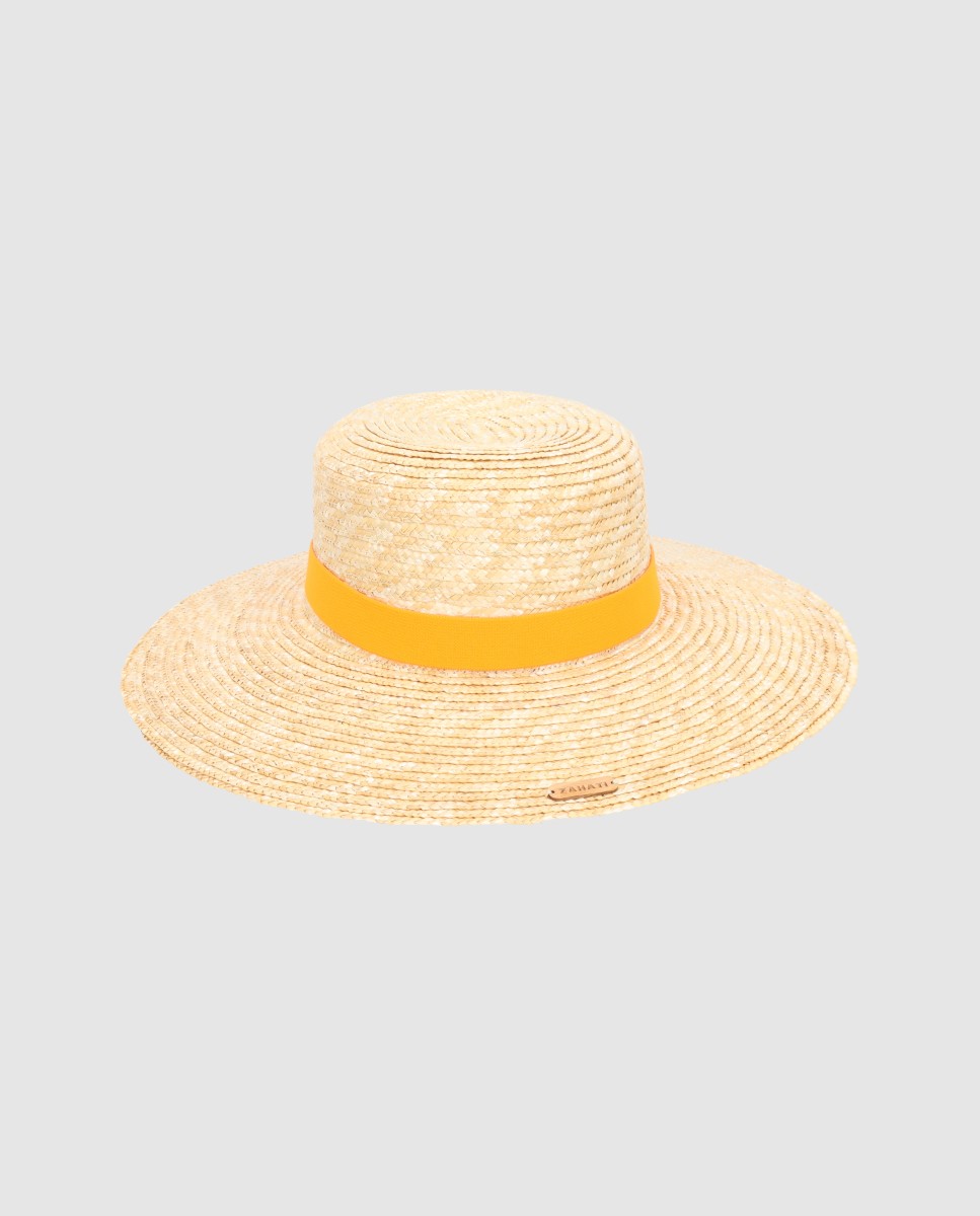 Cinta sombrero exterior amarillo mostaza fina