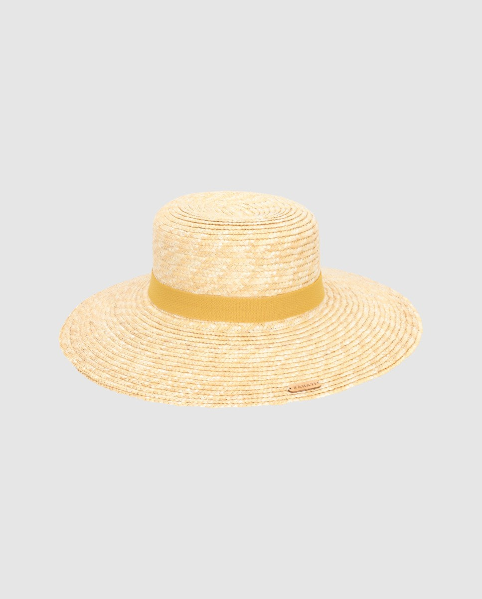 Cinta sombrero exterior amarillo ocre fina