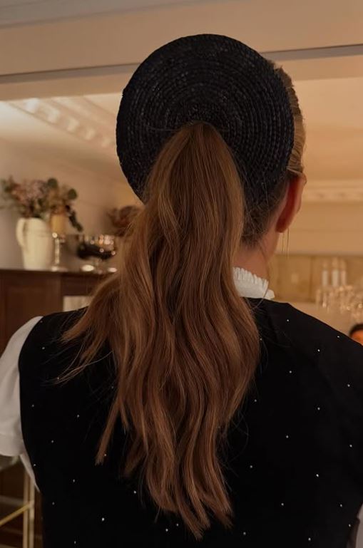 Black straw hoop scrunchie