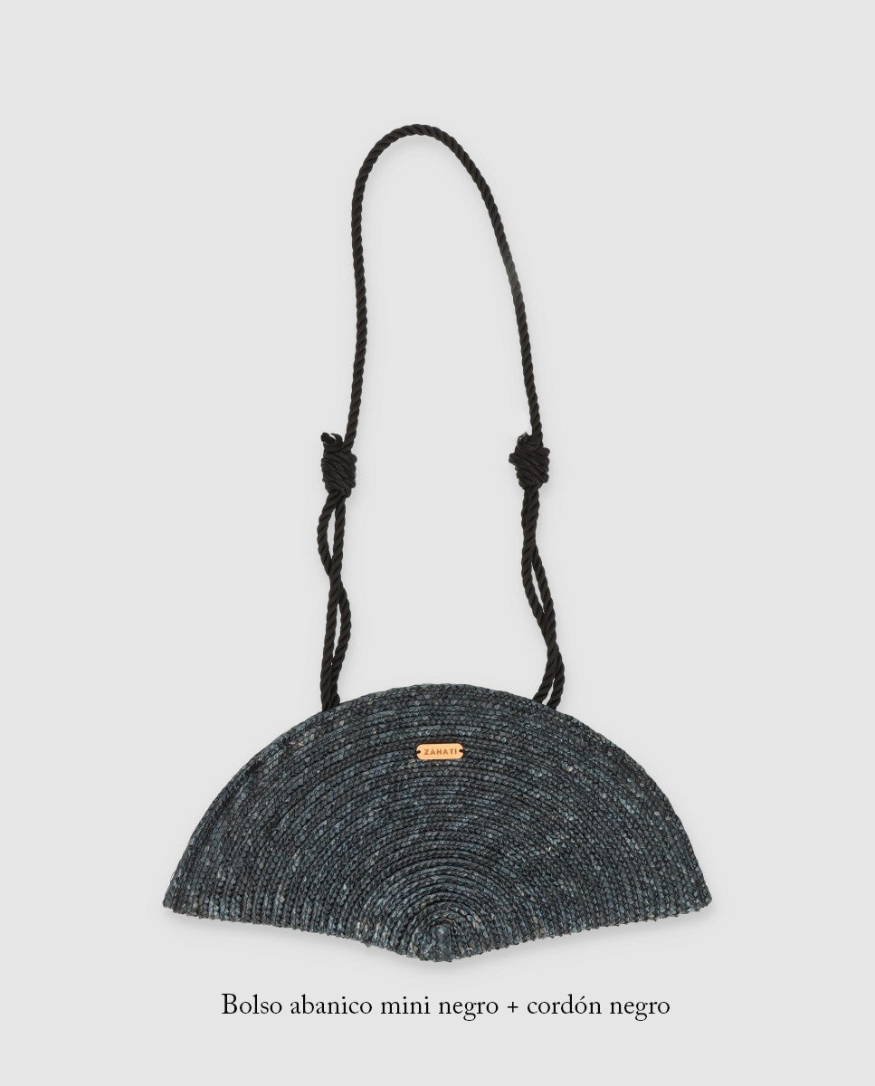 Cordón bolso abanico negro