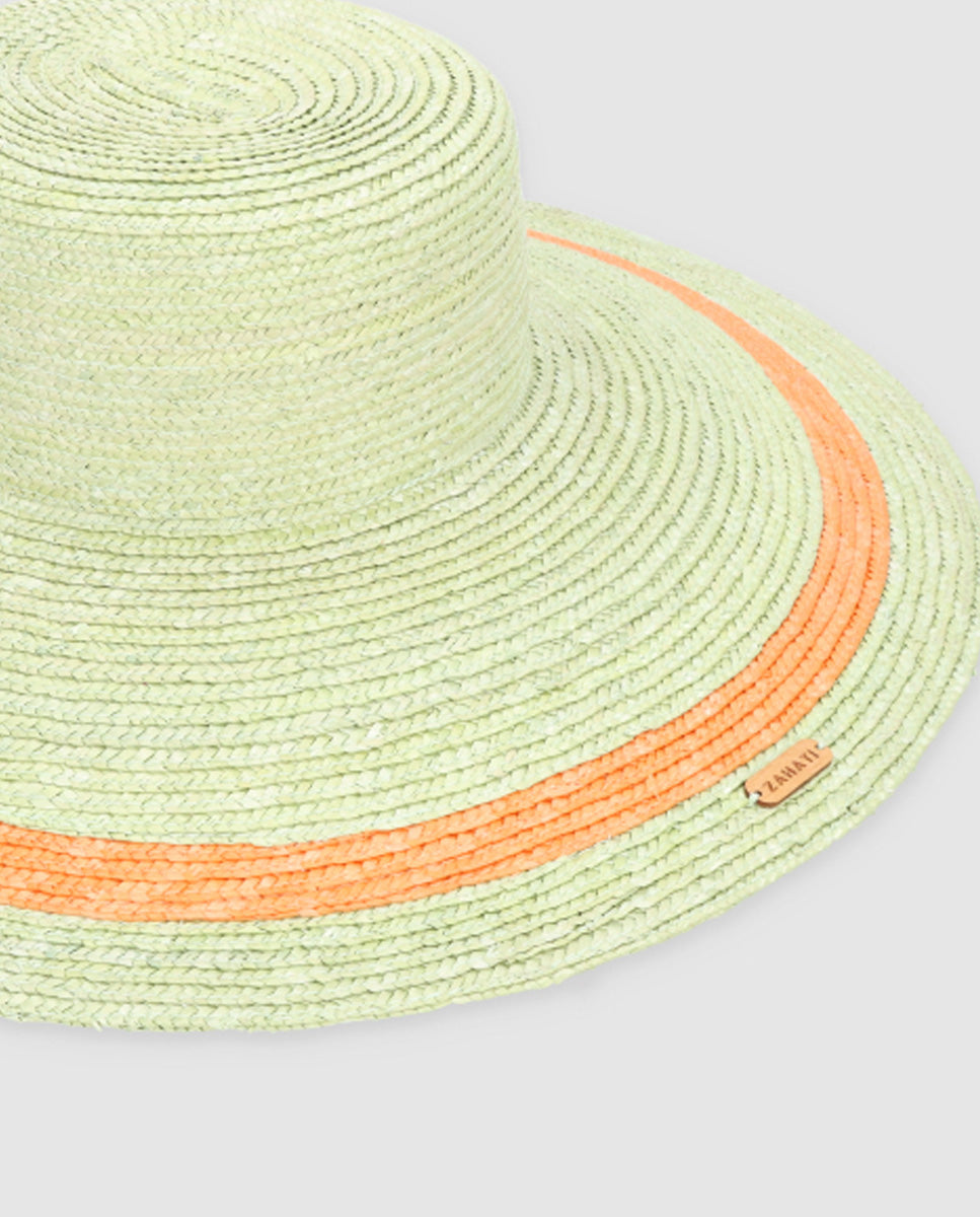 Sombrero Cuchi Sun Stripes — Pistacho & naranja