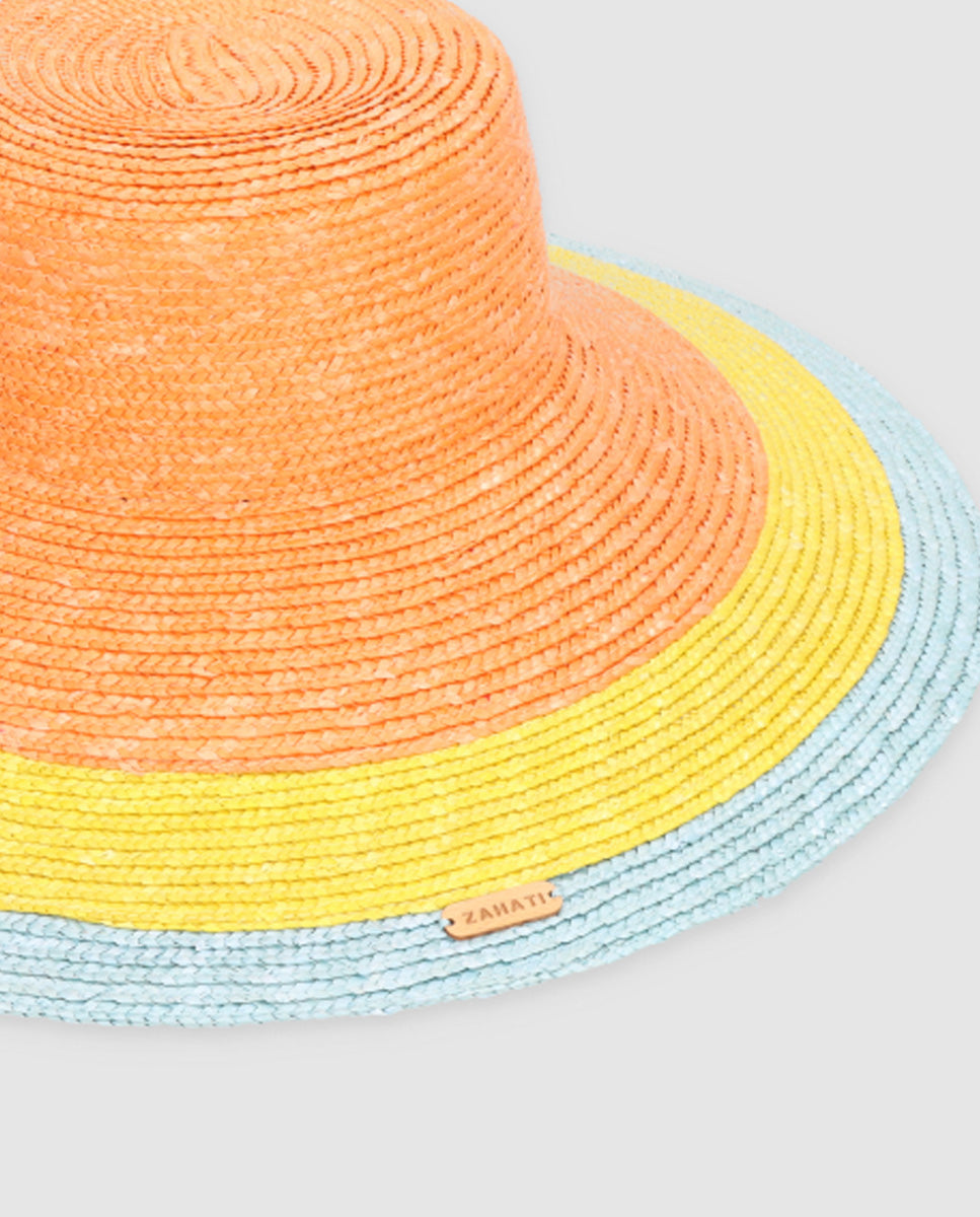 Sombrero Cuchi Sun Stripes — Naranja, Amarillo & Baby Blue