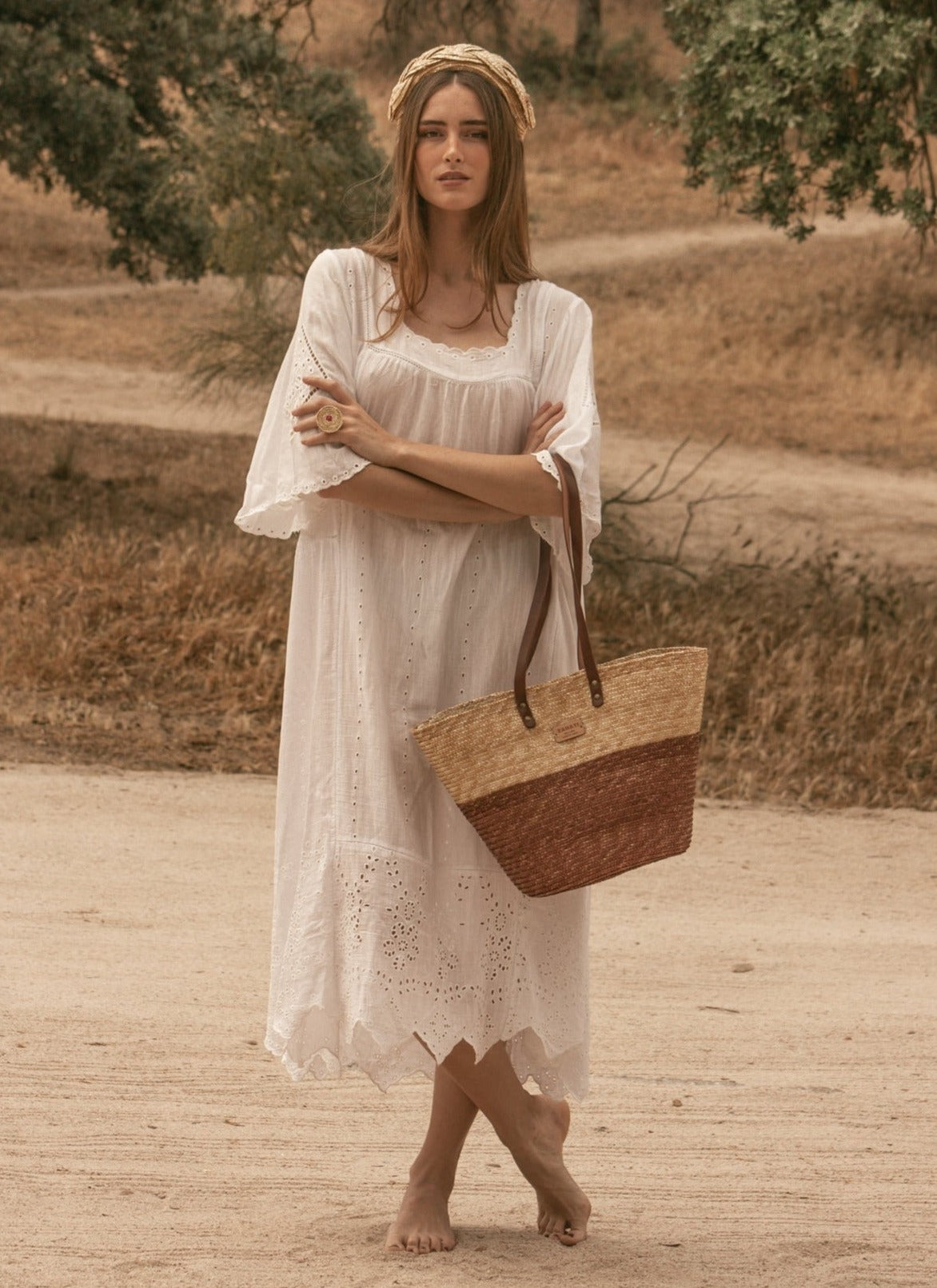 Bolso grande Capazo LIA de paja natural - bicolor - ZAHATI