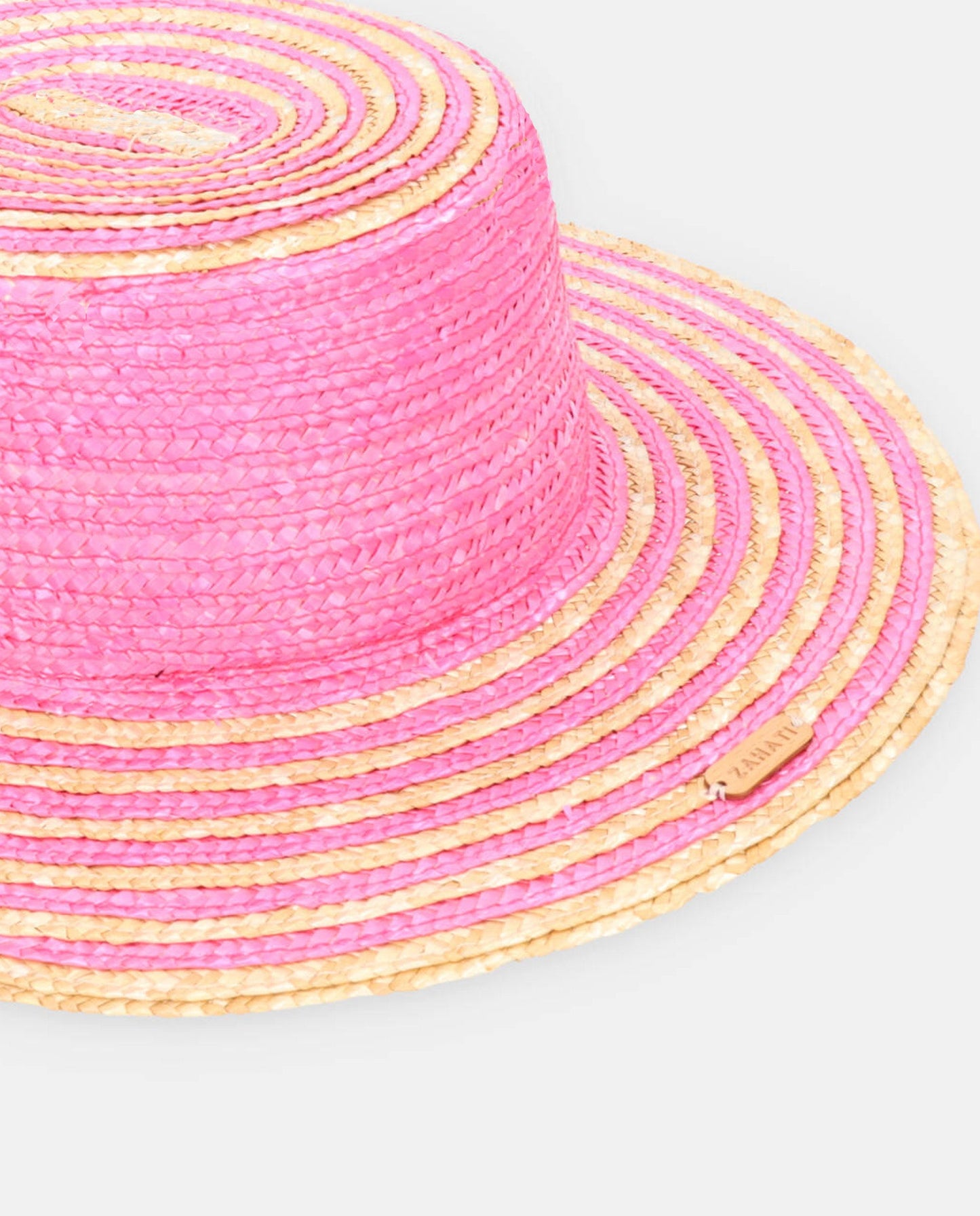 Fuchsia-natural spiral Cuchi hat S brim