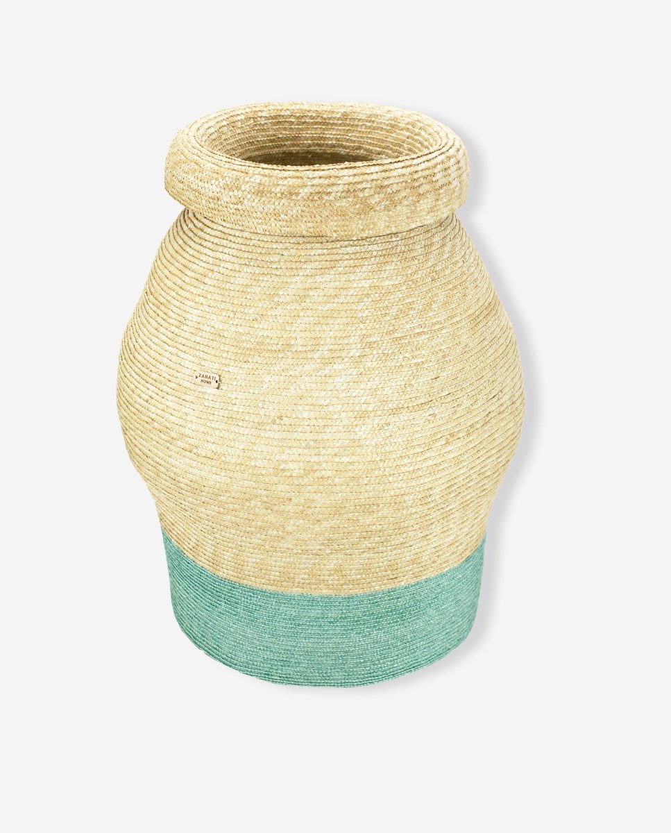 Jarrón de paja verde agua - ZAHATI