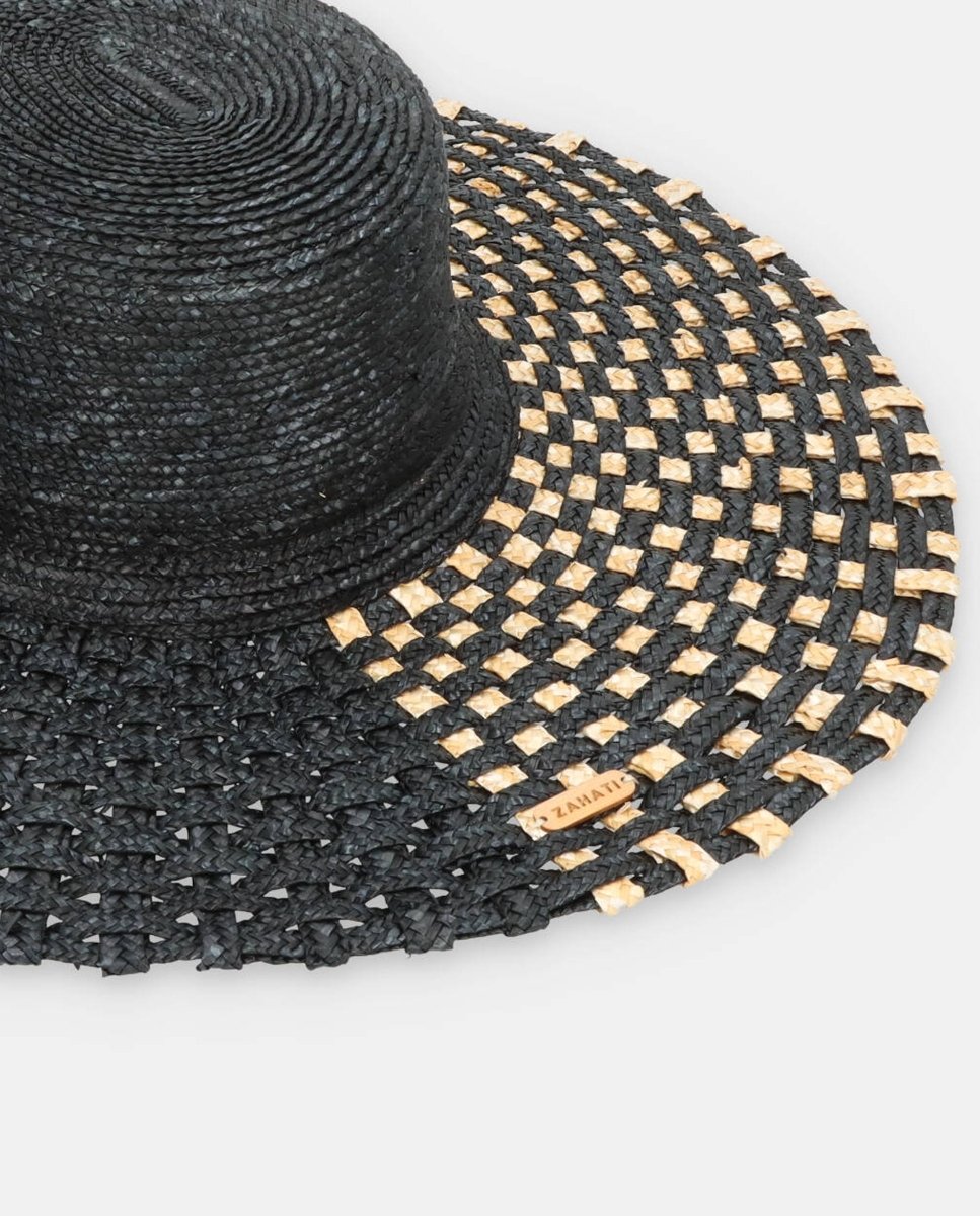 Sombrero Cuchi de Paja Tris-Tras pizza negro - ZAHATI