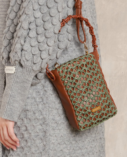 Bolso Zig-Zag Marrón + verde