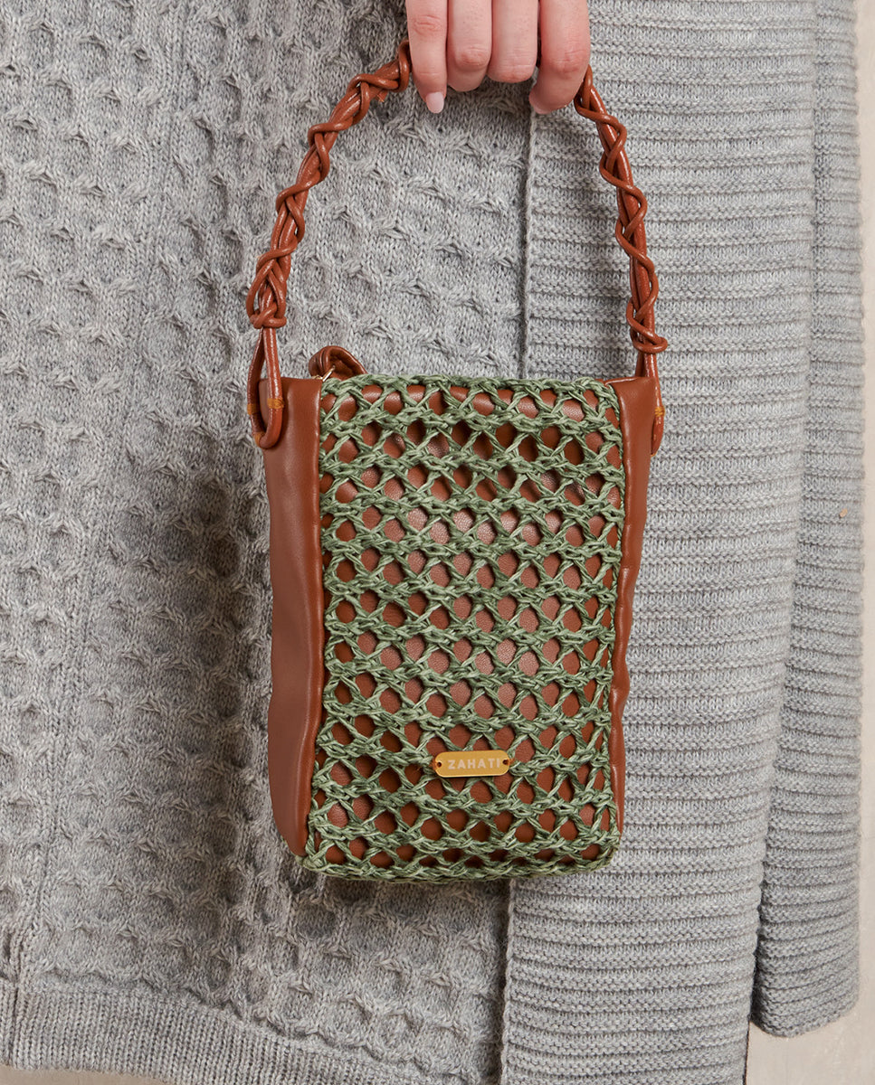 Bolso Zig-Zag Marrón + verde