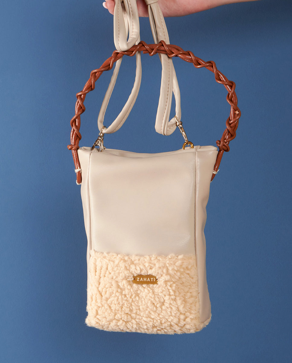 Bolso Zig-Zag teddy + champagne