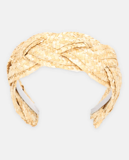 High braided straw headband