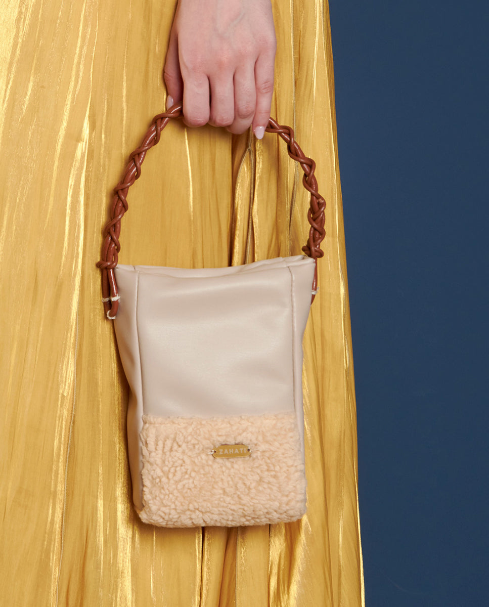 Bolso Zig-Zag teddy + champagne