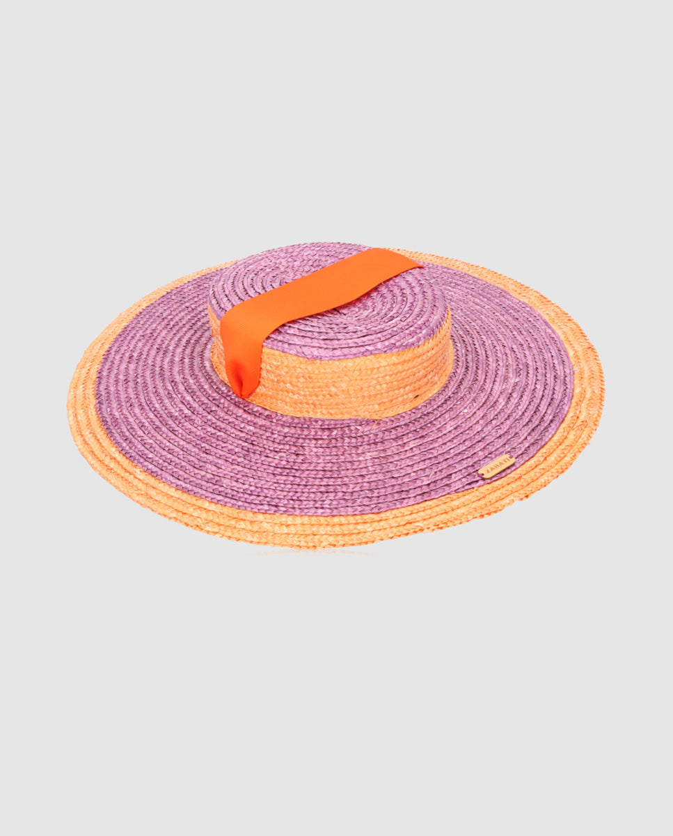 Sombrero Andalusian bicolor morado-naranja