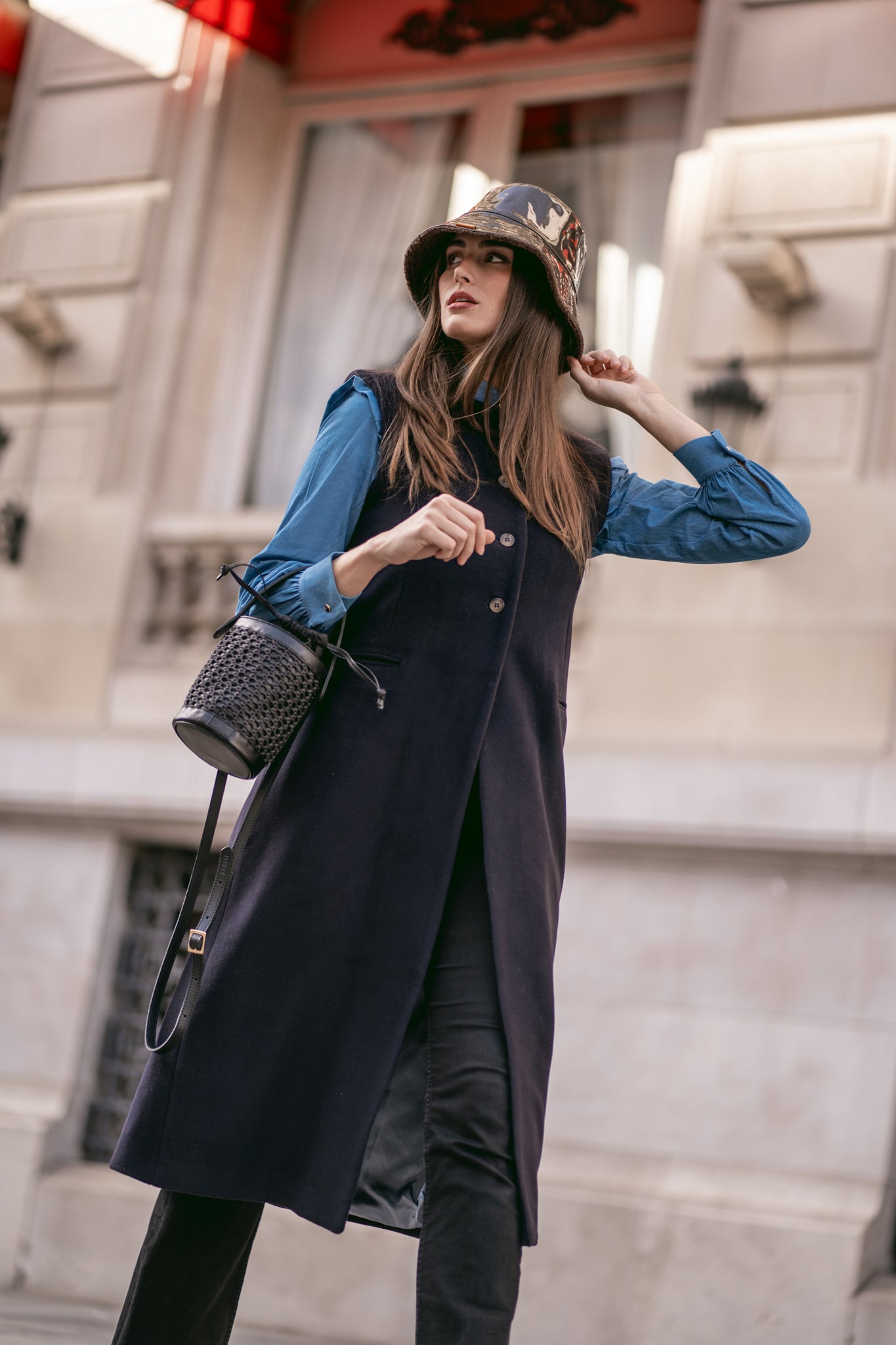 Bolso cubo Zig Zag negro + negro