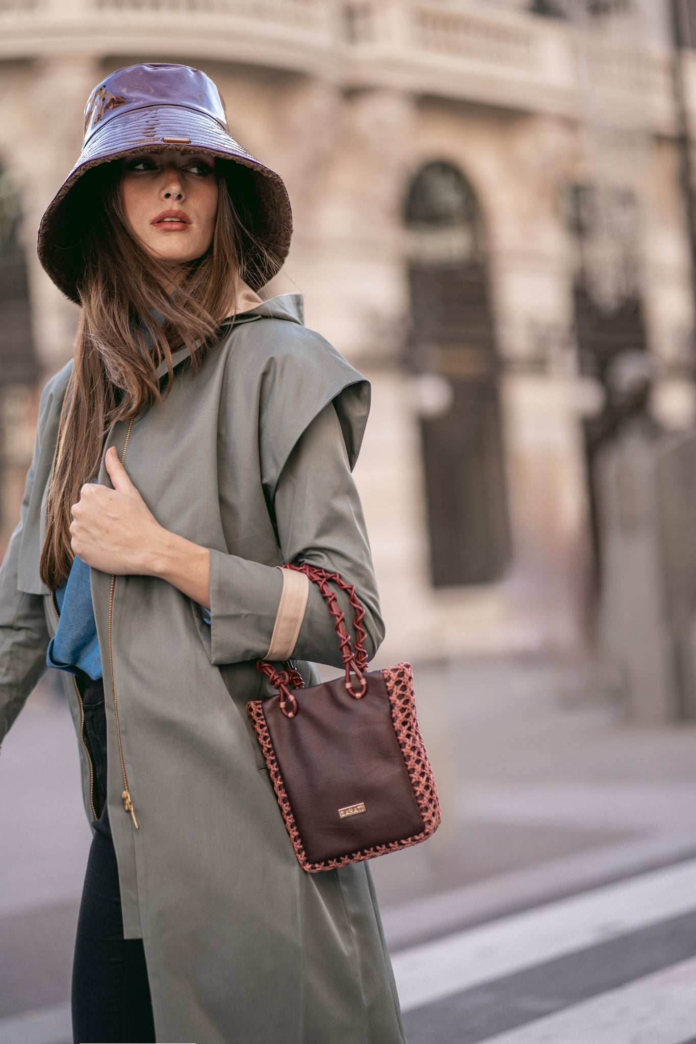 Bolso Zig-Zag Mediano Duo Burdeos