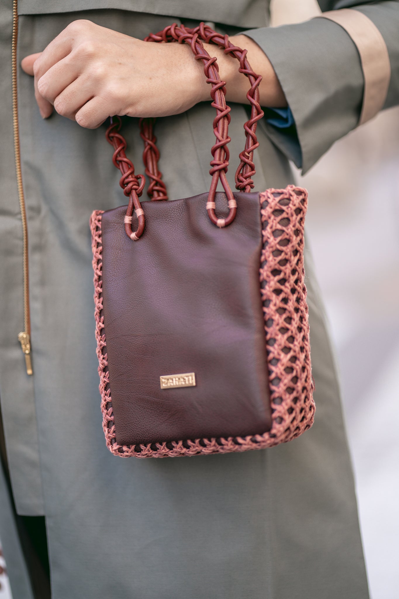 Bolso Zig-Zag Mediano Duo Burdeos