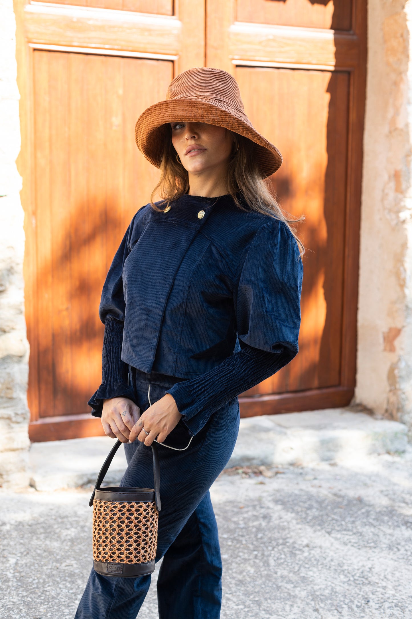 Bolso cubo Zig Zag chocolate + caldera