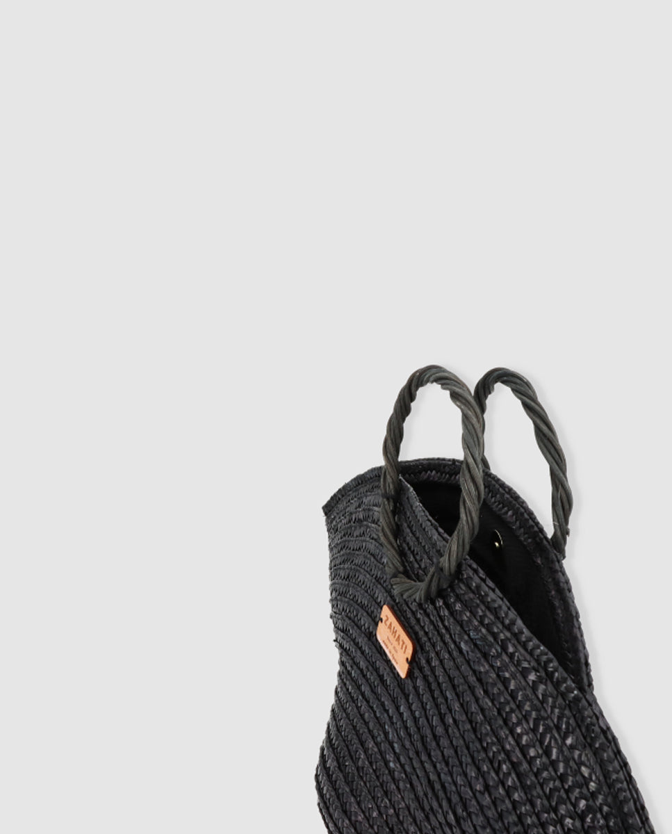 Hatbag Mini de paja de trigo Negro