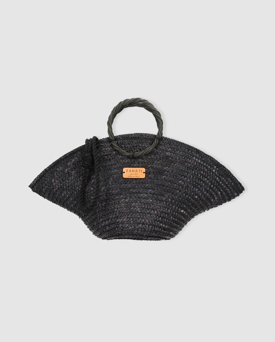 Hatbag Mini de paja de trigo Negro