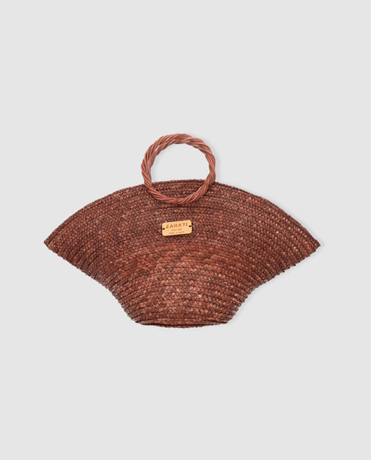 Hatbag Mini de paja de trigo marrón chocolate