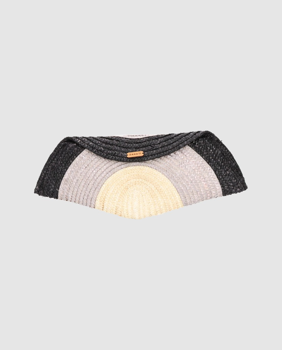 Bolso de mano Baguette Zahati Sun Stripes mediana tricolor negro