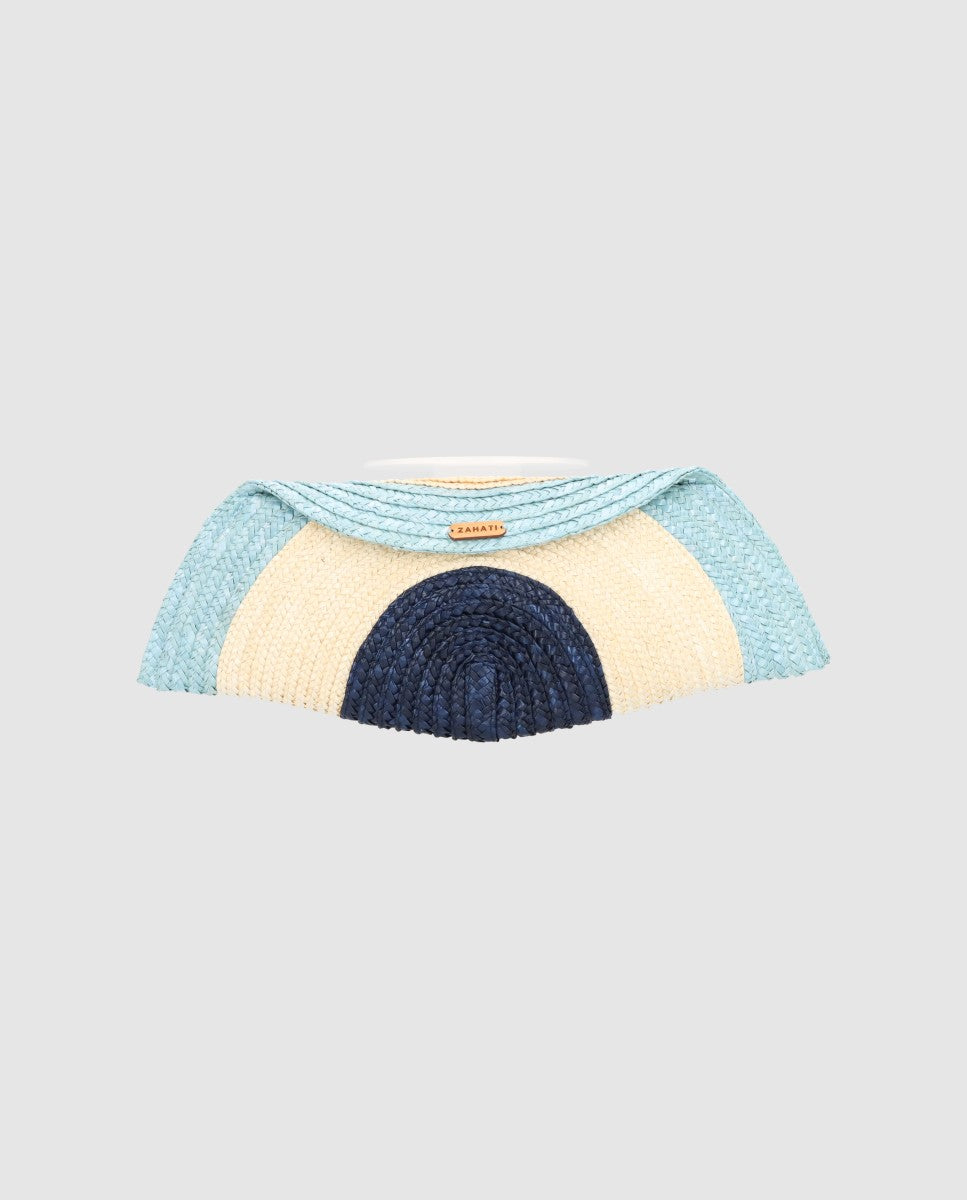 Bolso de mano Baguette Zahati Sun Stripes mediana tricolor azul