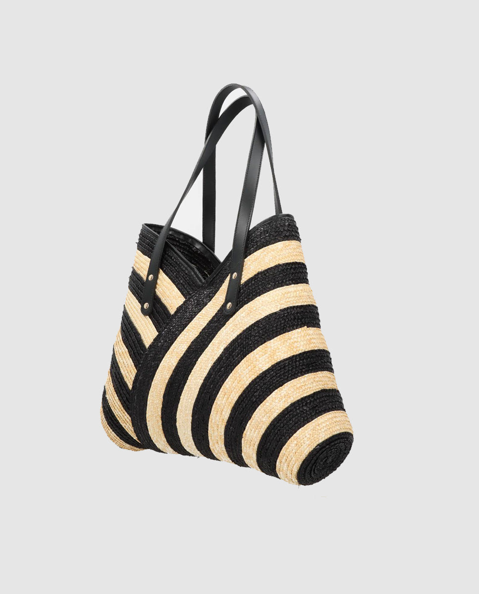 Bolso Tote Maxi Petalo negro-natural