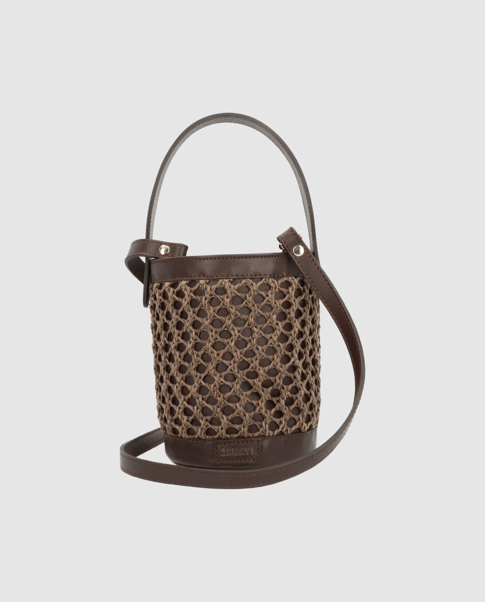 Bolso cubo Zig Zag chocolate + marrón