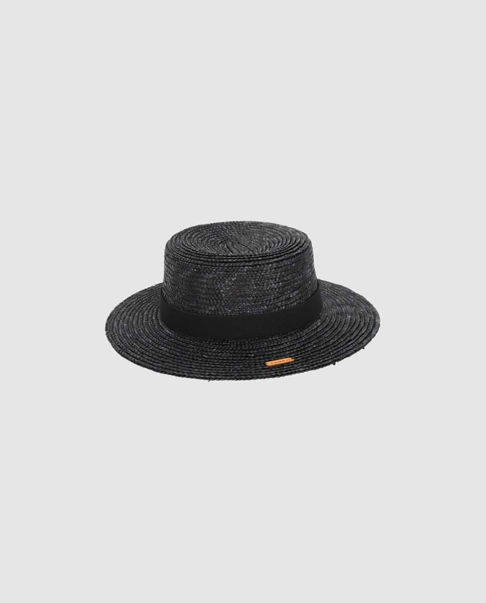 Chapeau Canotier en paille bord bas couleur S