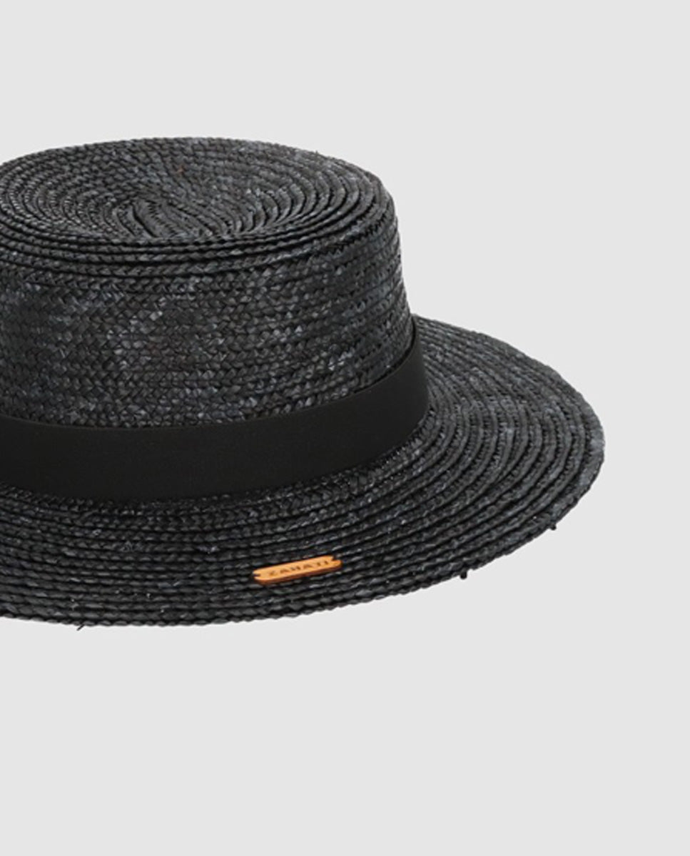 Chapeau Canotier en paille bord bas couleur S