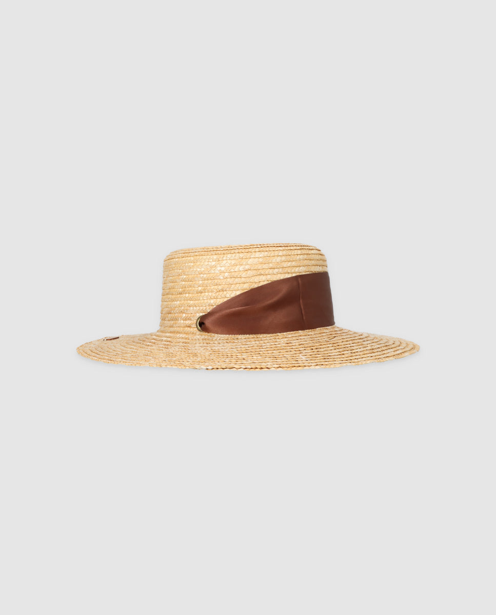 Cinta sombrero seda marron chocolate