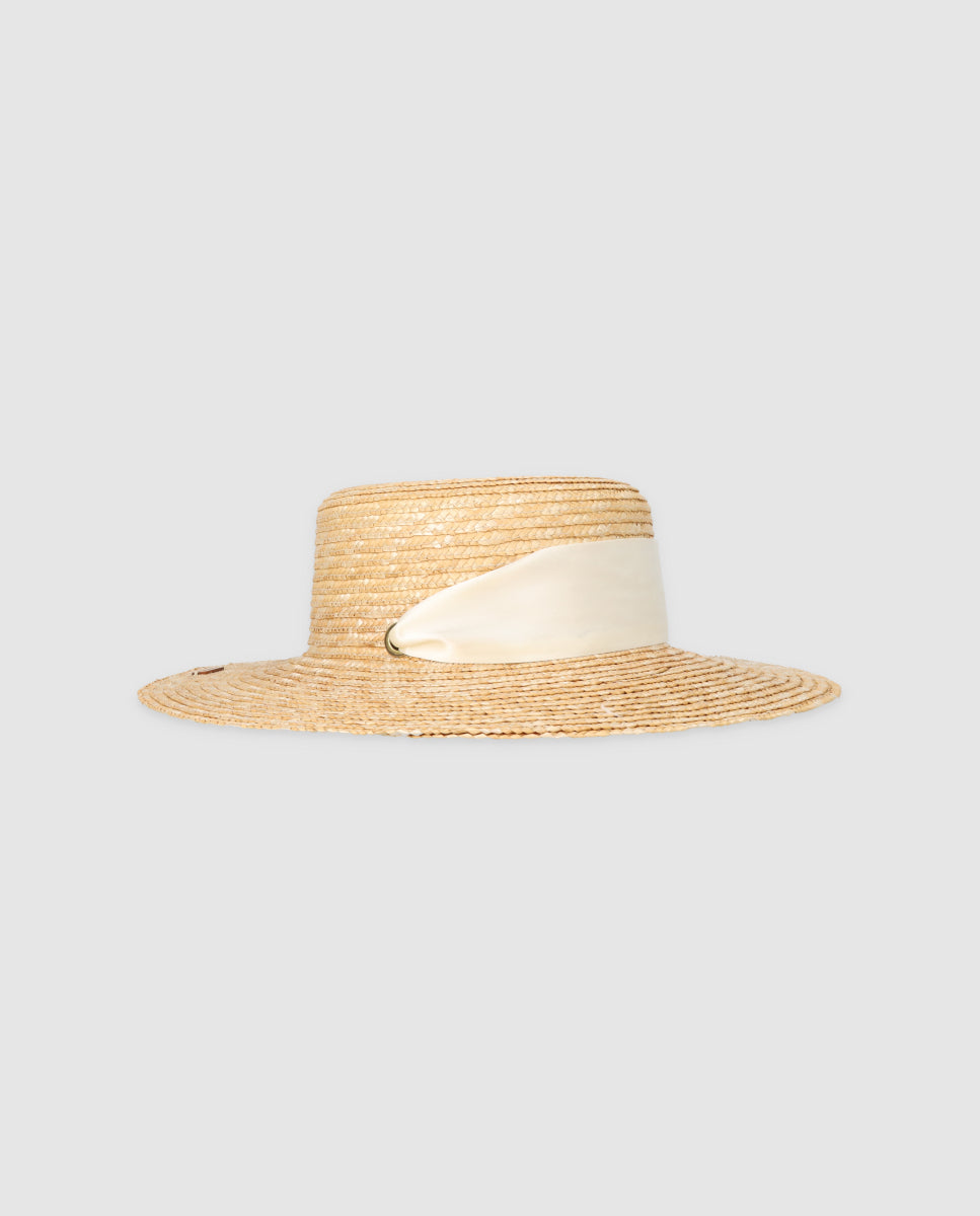 Cinta sombrero seda crema