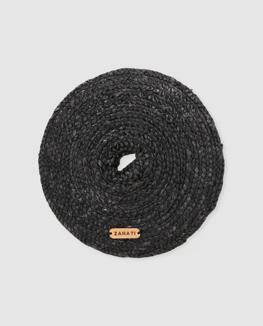 Black straw hoop scrunchie