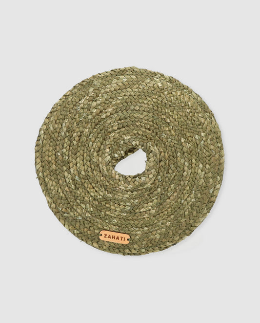 Olive straw hoop scrunchie