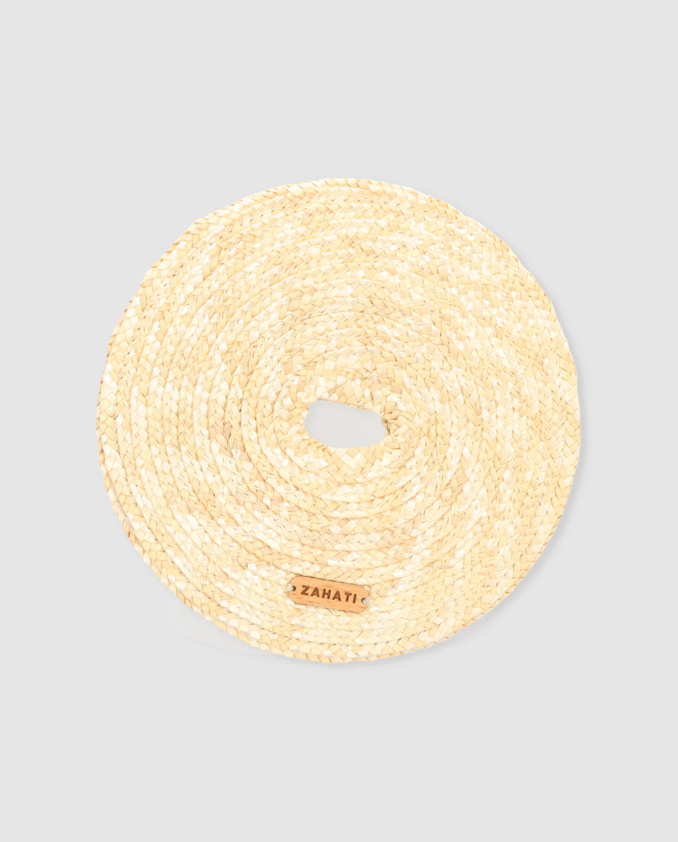 Natural straw hoop scrunchie