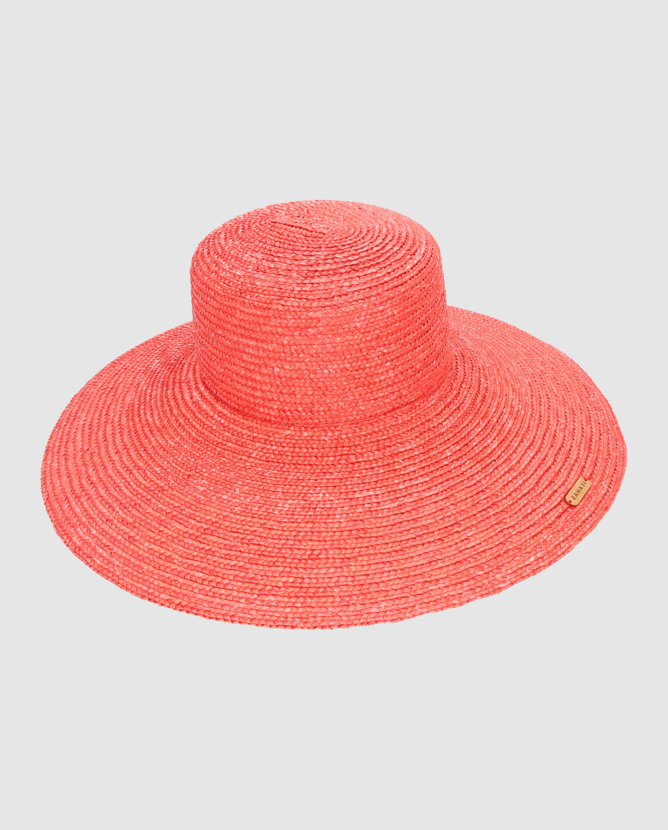 Sombrero de paja Cuchi ala L rojo