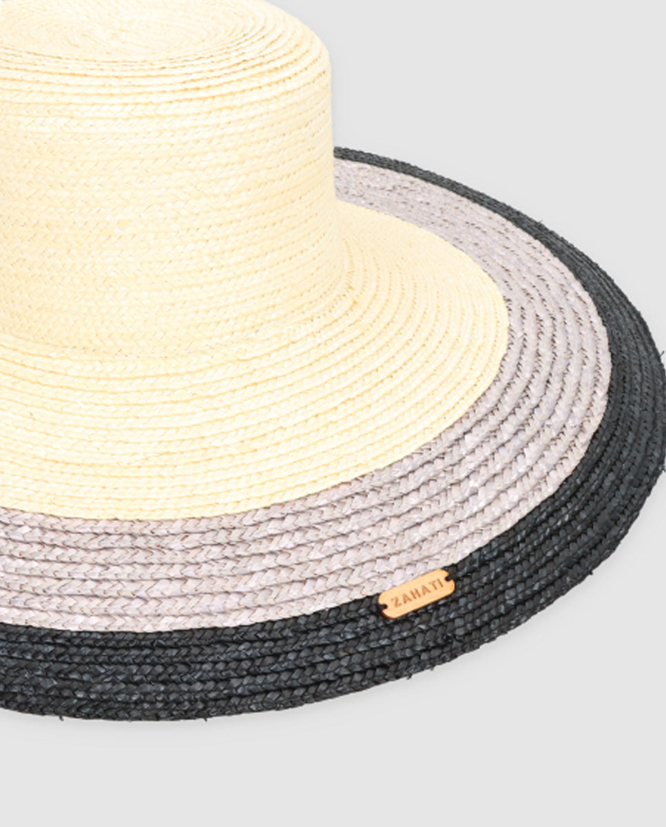 Sombrero Cuchi Sun Stripes — Blanco, gris & negro