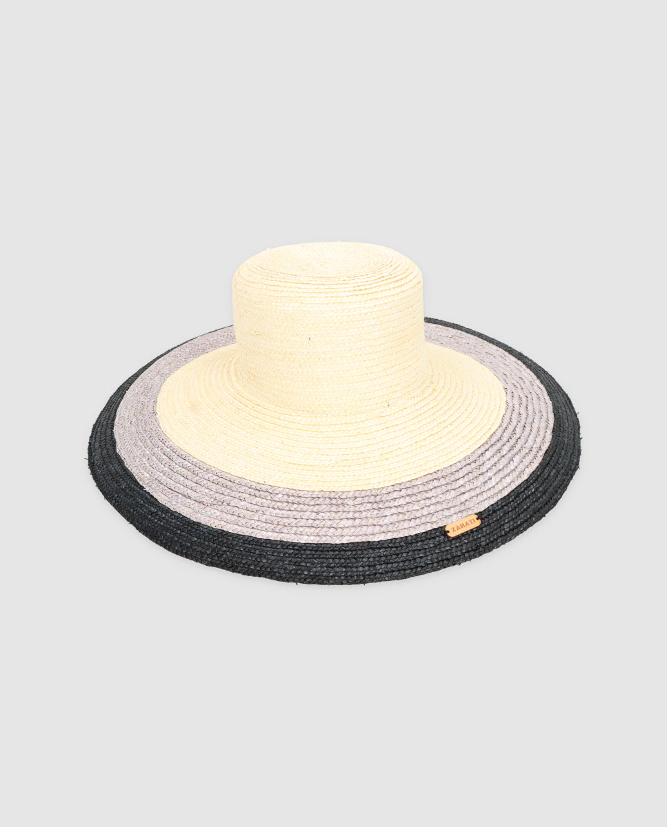 Sombrero Cuchi Sun Stripes — Blanco, gris & negro