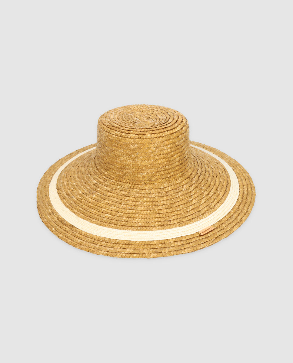 Sombrero Cuchi Sun Stripes — Dorado & Blanco roto