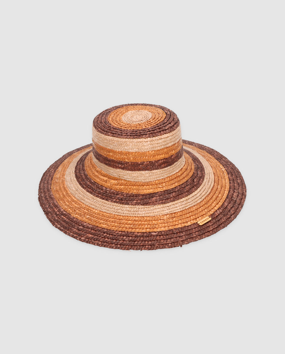 Sombrero Cuchi Sun Stripes — Chocolate, topo & bronce