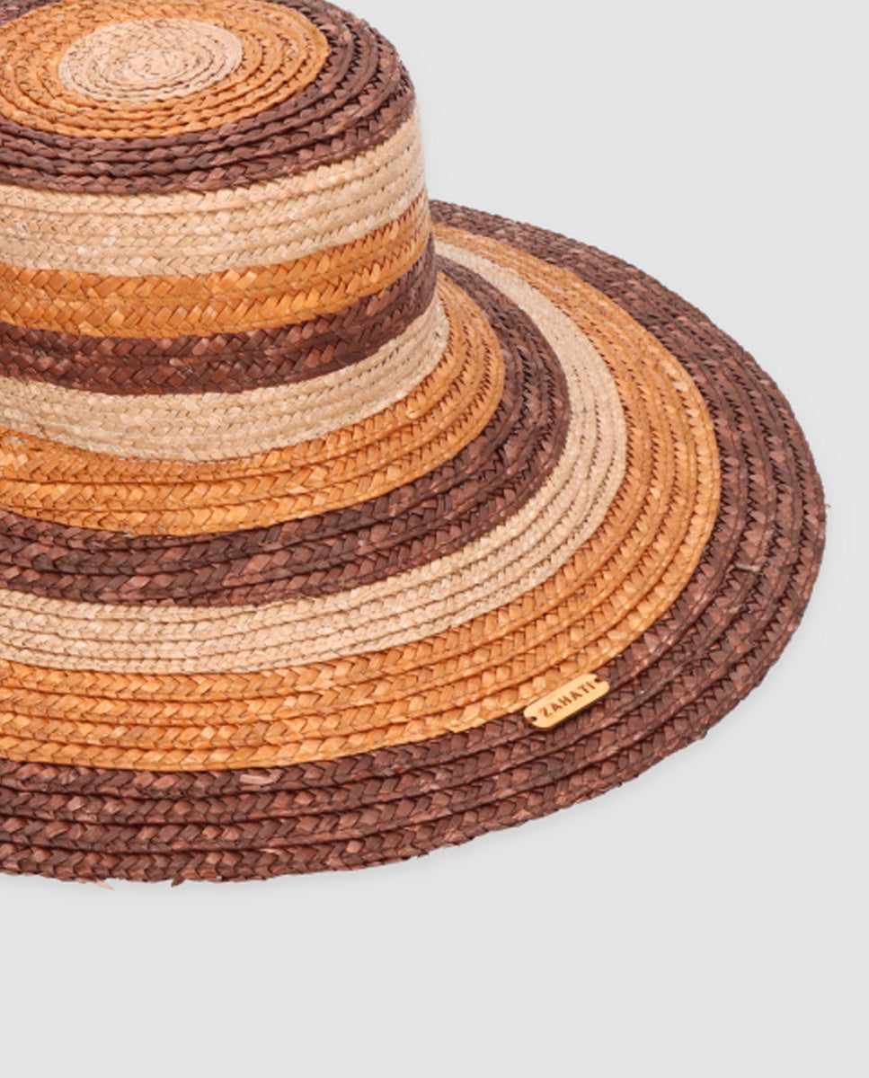Sombrero Cuchi Sun Stripes — Chocolate, topo & bronce