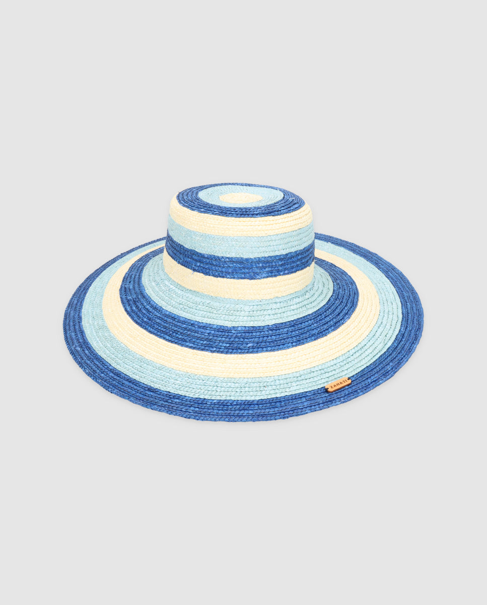 Sombrero Cuchi Sun Stripes — azul, baby blue y blanco