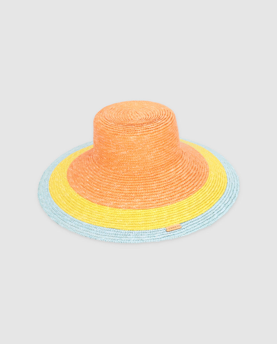 Sombrero Cuchi Sun Stripes — Naranja, Amarillo & Baby Blue